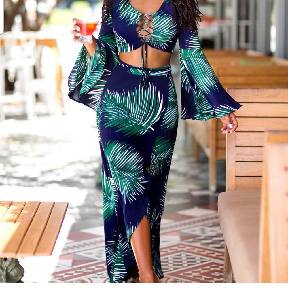 Palm skirt and crop top set